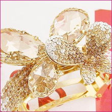 新光饰品 专业批发韩版香槟水晶蝴蝶马尾夹，厂家直销美发饰品